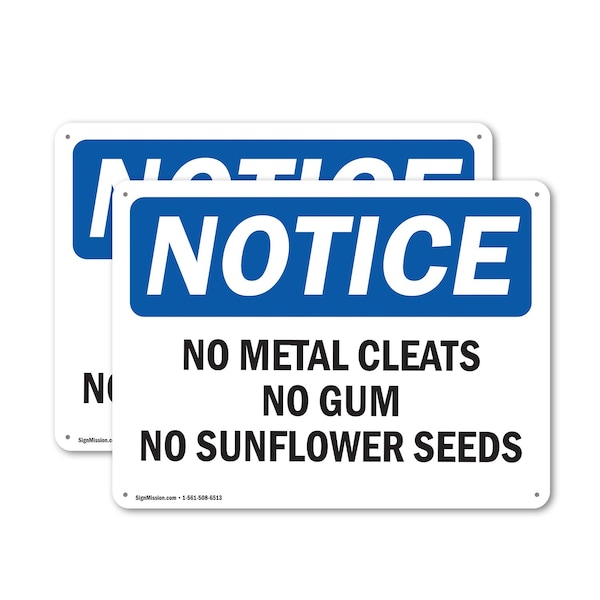 Signmission No Metal Cleats No Gum No Sunflower Seeds, 14 in W x Rectangle, Plastic OS-2PACK-NS-P-1014-L-14701 - main
